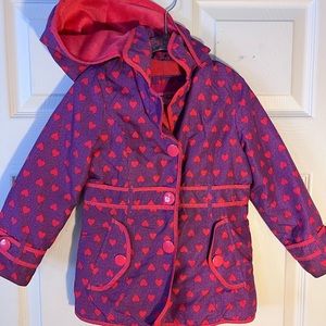 Girls London Fog Jacket size 4T. Purple with pink polka dots.